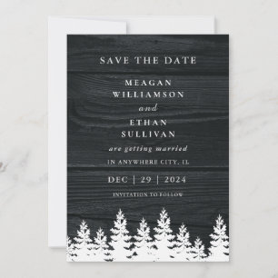 Save The Date Code QR Mariage Bois Rustique Automne Hiver