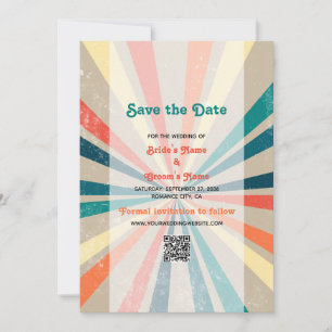 Save The Date Code QR Mariage de Sunburst Retro coloré