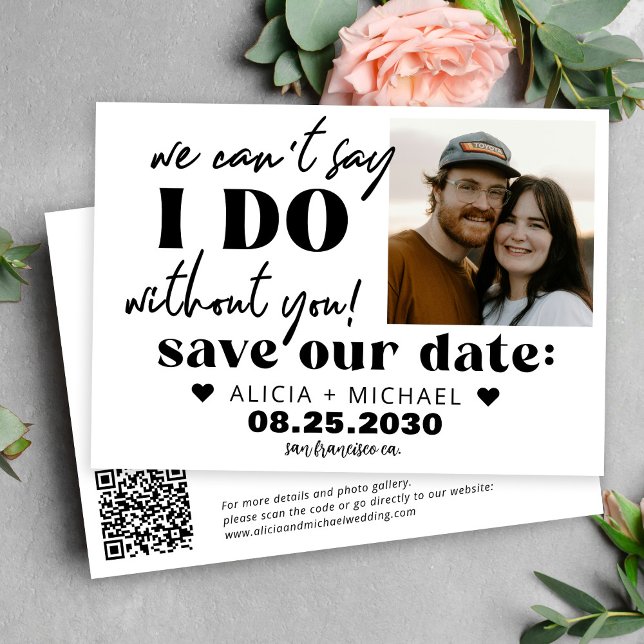 Save The Date Code QR mariage moderne photo drôle décontracté (Créateur téléchargé)