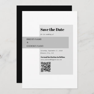 Save The Date Code QR Mariage noir et blanc moderne