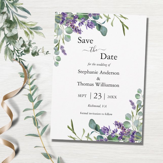 Save The Date Code QR mariage verdure Eucalyptus Lavande (Créateur téléchargé)