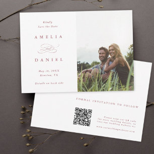 Save The Date Code QR Modern Photo Mariage Rose Gold