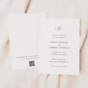 Save The Date Code QR noir et blanc intemporel Mariage élégant