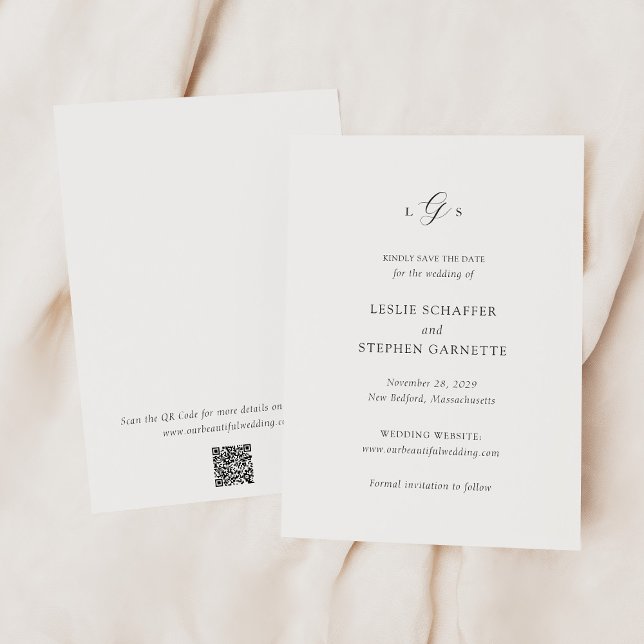 Save The Date Code QR noir et blanc intemporel Mariage élégant (Créateur téléchargé)
