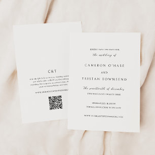 Save The Date Code QR simple noir et blanc Mariage épuré