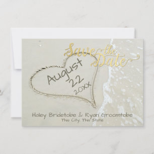 Save The Date Coeur à Sand Beach Mariage