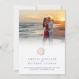 Save The Date Coeur art aquarelle plage mariage