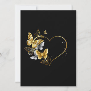 Save The Date Cœur avec papillons dorés