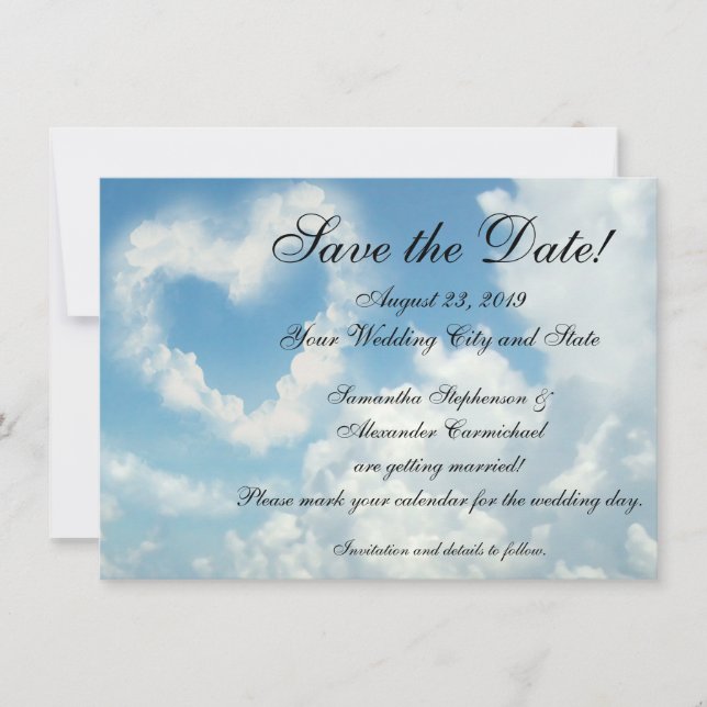 Save The Date Coeur dans les Nuages Enregistrer la Date (Devant)