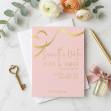 Cœur de ruban doré élégant et rose tendre