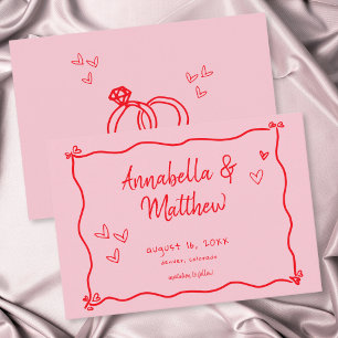 Save The Date Cœur Dessiné à la Main Rose Mariage Moderne Fantai