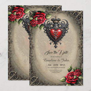 Save The Date Coeur gothique élégant mais mystique