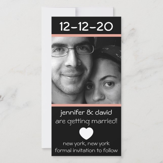 Save The Date Coeur Moderne Enregistrer Les Dates (Pêche) (Devant)