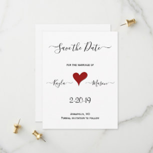 Save The Date Coeur rouge   Mariage personnalisé avec lettre à l