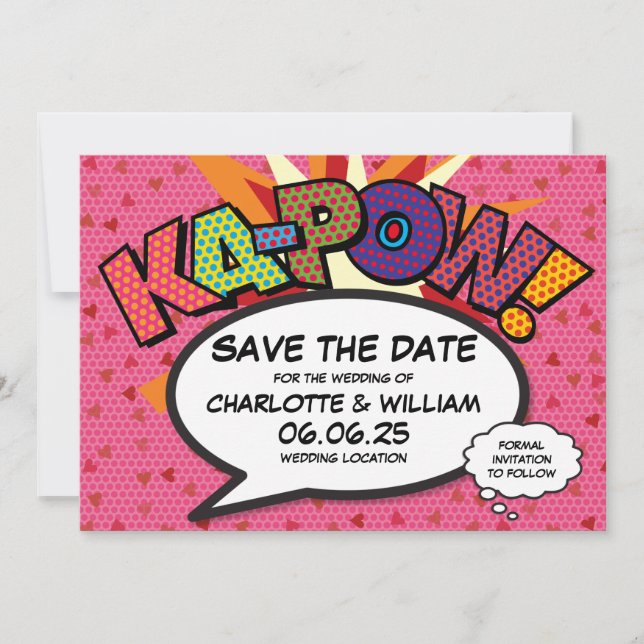 Save The Date Coeurs Confetti Moderne Comique Mariage Enregistre (Devant)