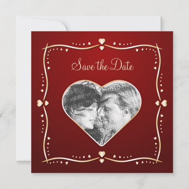 Save The Date Cœurs d'or - Annonce de date à sauvegarder (Devant)