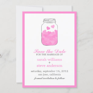Save The Date Coeurs en Mason Vintage Mariage Jar Enregistrer la