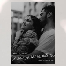 Cœurs Rétro Photo Noir Blanc Mariage Moderne