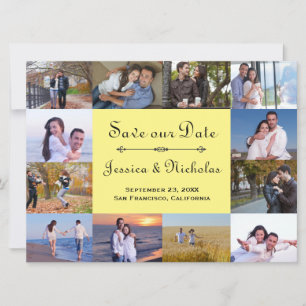 Save The Date Collage de 12 photos jaune - Enregistrer la date 6