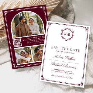 Save The Date Collage de photos de code QR Monogramme Mariage Bo
