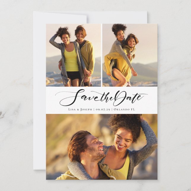 Save The Date Collage de photos écriture manuscrite (Devant)
