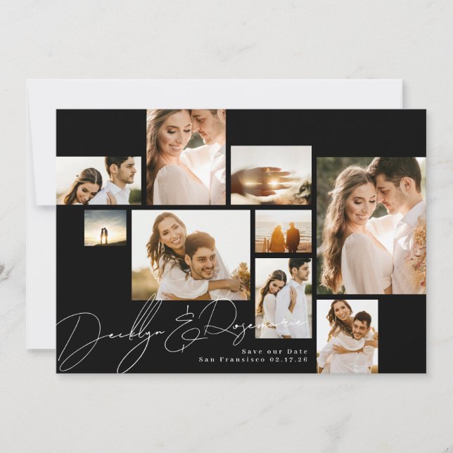 Save The Date Collage élégant Qr Code Multi Photo (Devant)