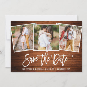 Save The Date Collage photo 3 Bois rustique écriture pinceau mod