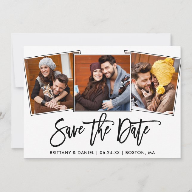Save The Date Collage photo 3 écriture Modern Brush Script (Devant)
