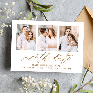 Save The Date Collage photo de 3 images avec écriture élégante e