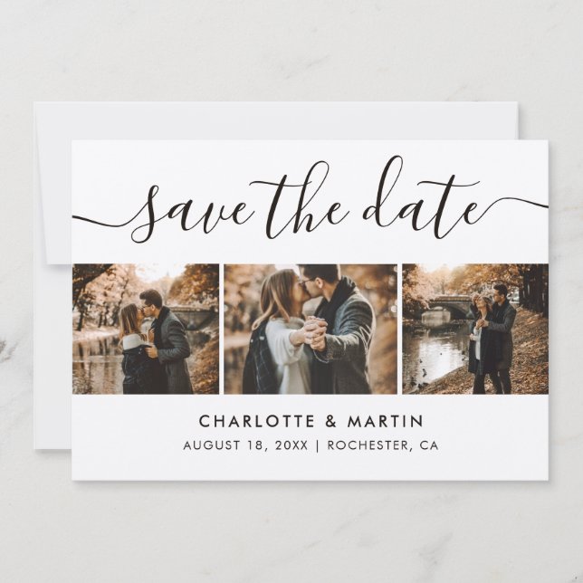 Save The Date Collage photo papier Kraft élégant (Devant)