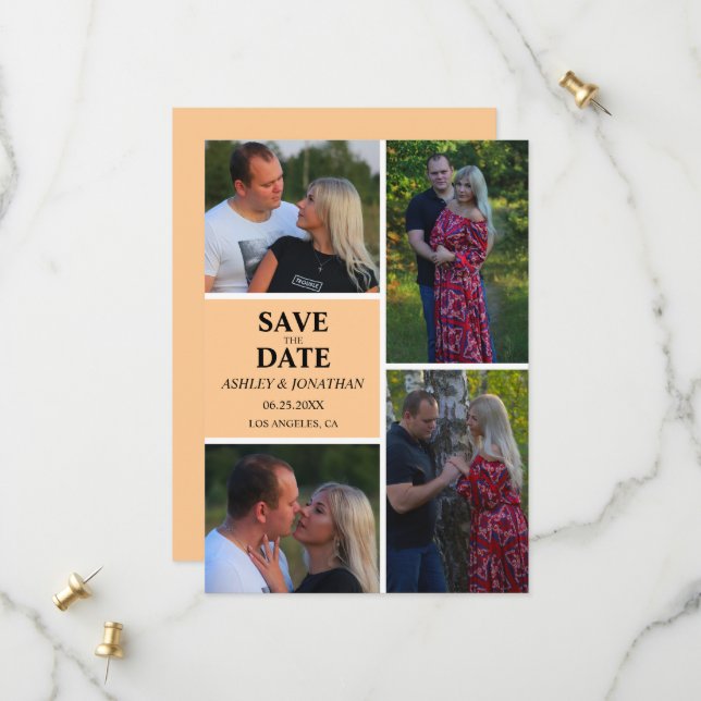 Save The Date Collage Photo Personnalisé Enregistrer La Date (Devant/Arrière en situation)