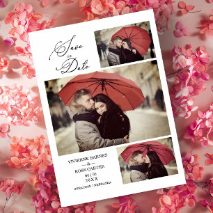 Save The Date Collage tendance 3 Photos Mariage Engagé Couple