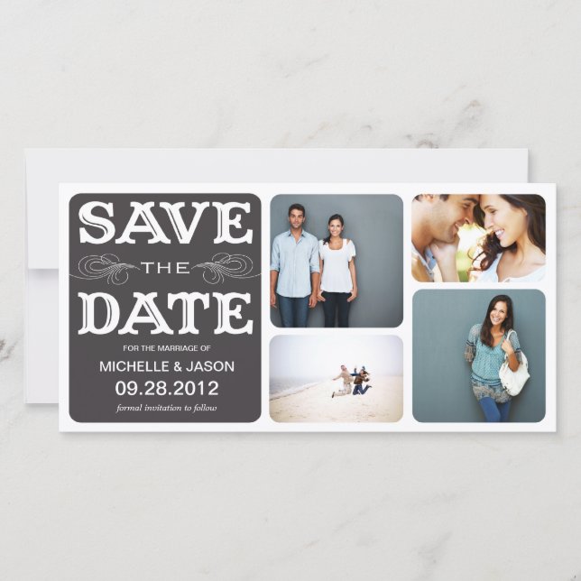 SAVE THE DATE COLLAGE VINTAGE NOIR | ENREGISTRER LA DATE D'ANNON (Devant)
