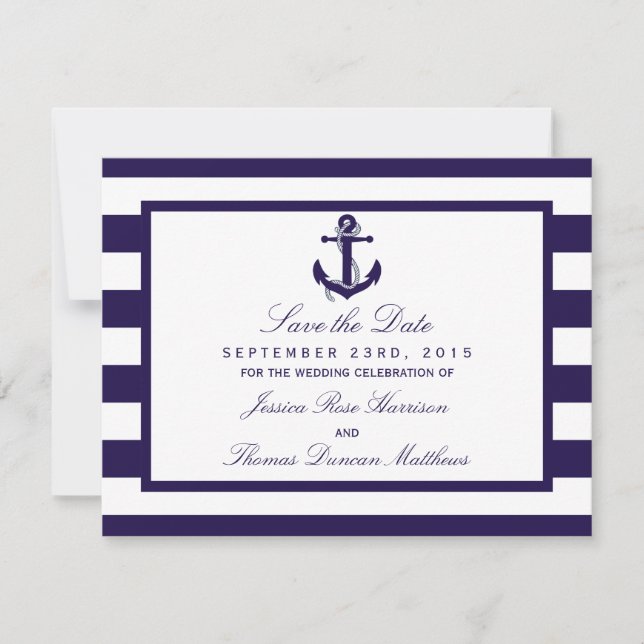 Save The Date Collection de Mariages de la marine d'Ancres nauti (Devant)