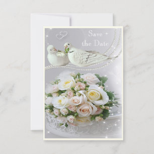 Save The Date Colombes Romantiques, Paillettes & Roses Enregistr