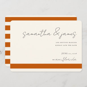 Save The Date Coloré Brûlé Orange Grandes Tailles Script manuscr