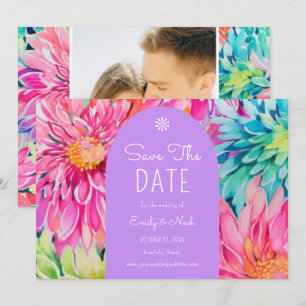 Save The Date Coloré moderne Tropical Floral Mariage Photo