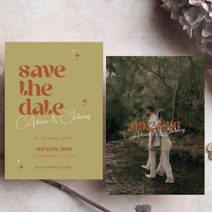 Save The Date Coloré Script rétro gras Mariage Lumineux Vintage