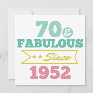 Save The Date colorful 70 and fabulous since 1952