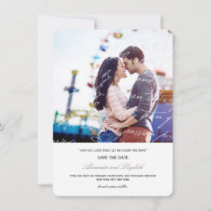 Save The Date Comment Aime-Je La Poésie Romantique Script Vintag