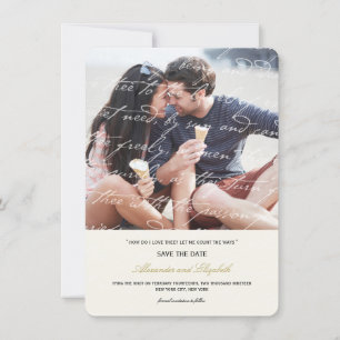 Save The Date Comment Aime-Je La Poésie Romantique Script Vintag