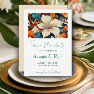Save The Date Conception Botanique Florale Tropicale Élégante de