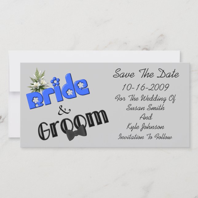 Save The Date Conception Mariée Et Groom Mariage Enregistrer La  (Devant)