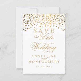 Save The Date Confetti blanc & or & Parties scintillant Enregist