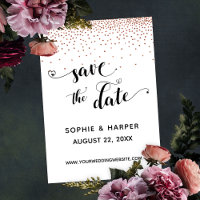 Confetti en cuivre et calligraphie avec coeur
