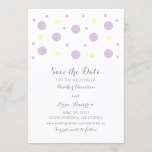 Save The Date Confetti jaune violet Enregistrer l'Invitation de 
