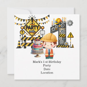 Save The Date Construction 1ère fête d'anniversaire