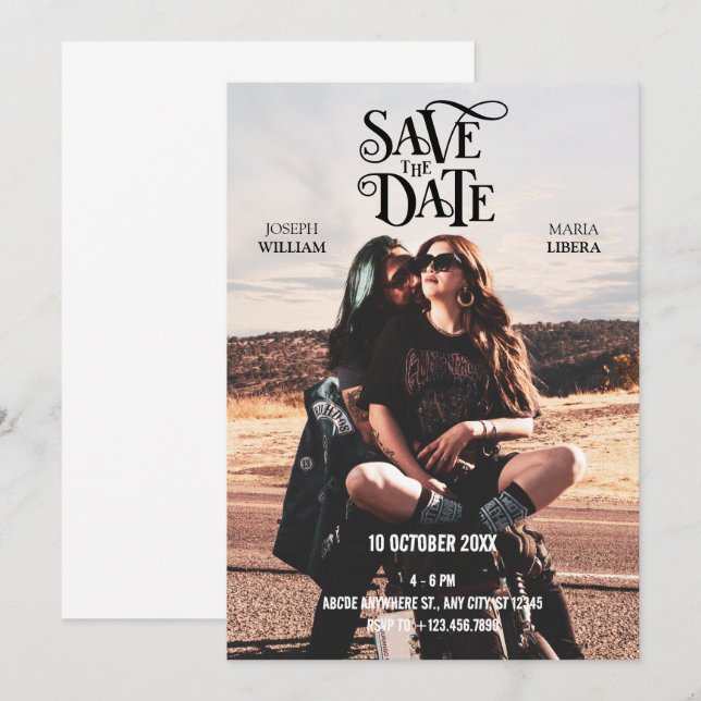 Save The Date Cool moderne photo mariage (Devant / Derrière)