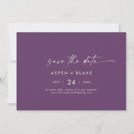Save The Date Coordonnée aquarelle moderne | Horizontal pourpre