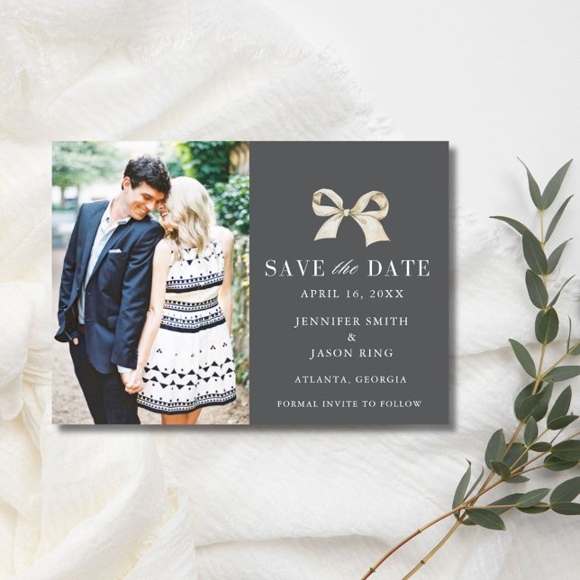 Save The Date Coquette Bow Photo Wedding Enregistrer la date (Coquette Bow Photo Wedding Save the Date)